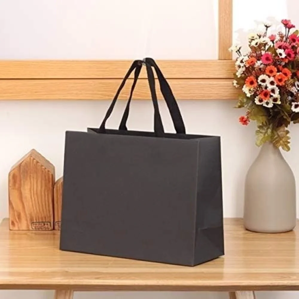 Paperist 6 Pack Large‎ Black Kraft Gift Bags 21.7x15.7x6.1